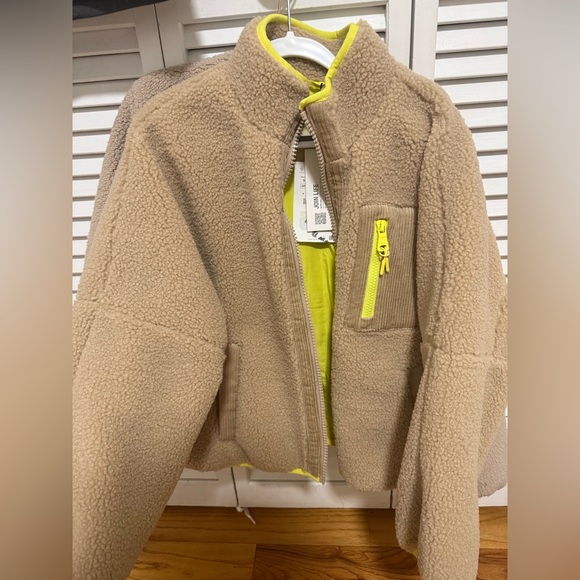Zara Other - Zara Tan sherpa/fleece Jacket with Bright Yellow Lining